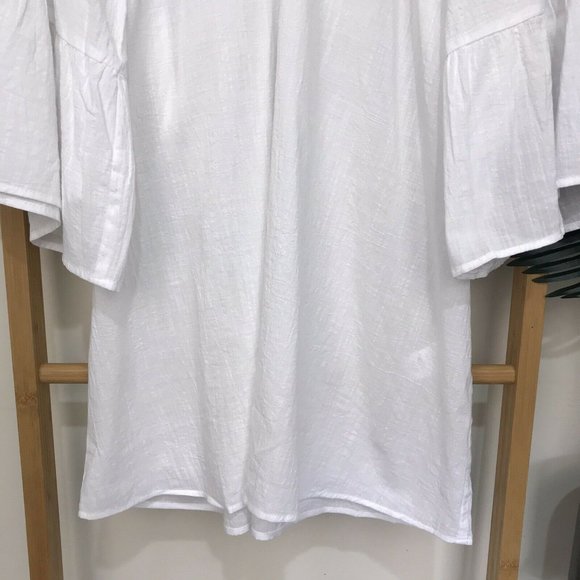 SOLD Seafolly White Flared Tiered Sleeve Cover Up Dress - Picture 9 of 12